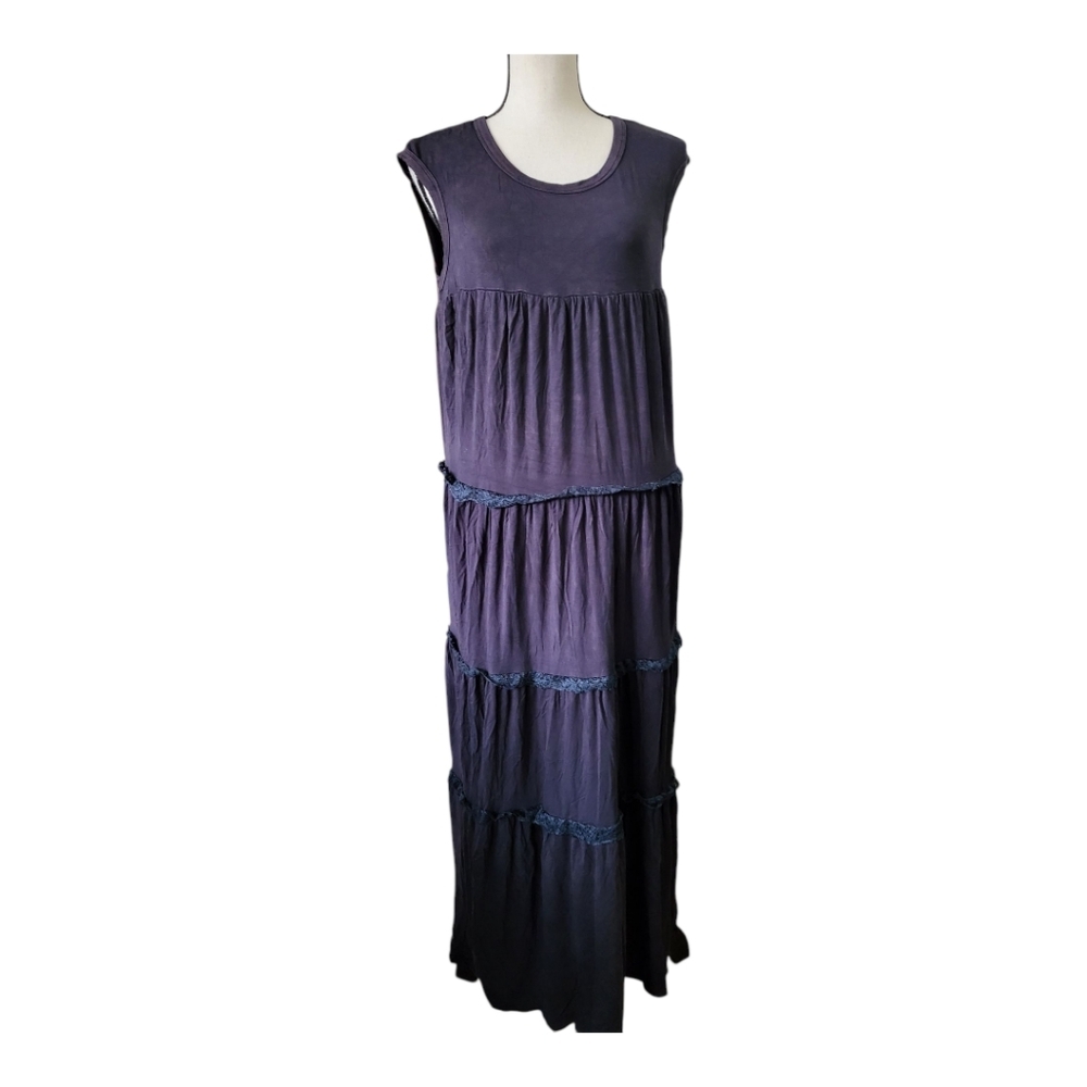 Pol Boho Sleeveless Tiered Maxi Dress With Lace Detailing. Size S Oversized Ne
